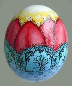 Painted ostrich egg bottom