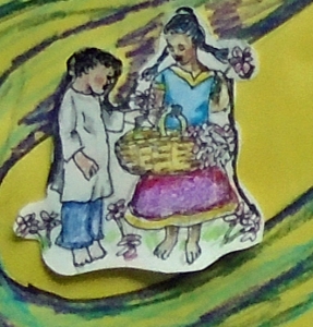 Children Picking Flowers for Puja