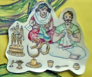 Married Couple Polishing Brass Puja Items